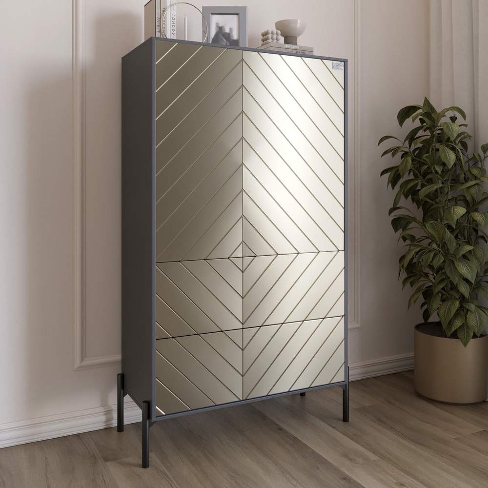 Комод-пенал Lion Амарант 84x40x150 см Антрацит/Перламутровый металлик (LION-042140)