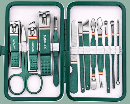 Набор для маникюра и педикюра Manicure из нержавеющей стали в сумке 13 пр. Green (2081448786)