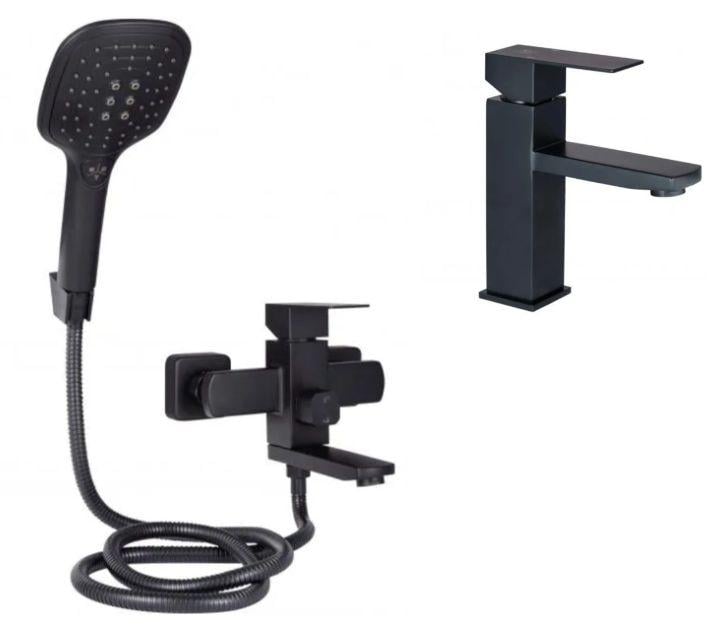Набор смесителей для ванны Lidz Kubis 006/001F Black