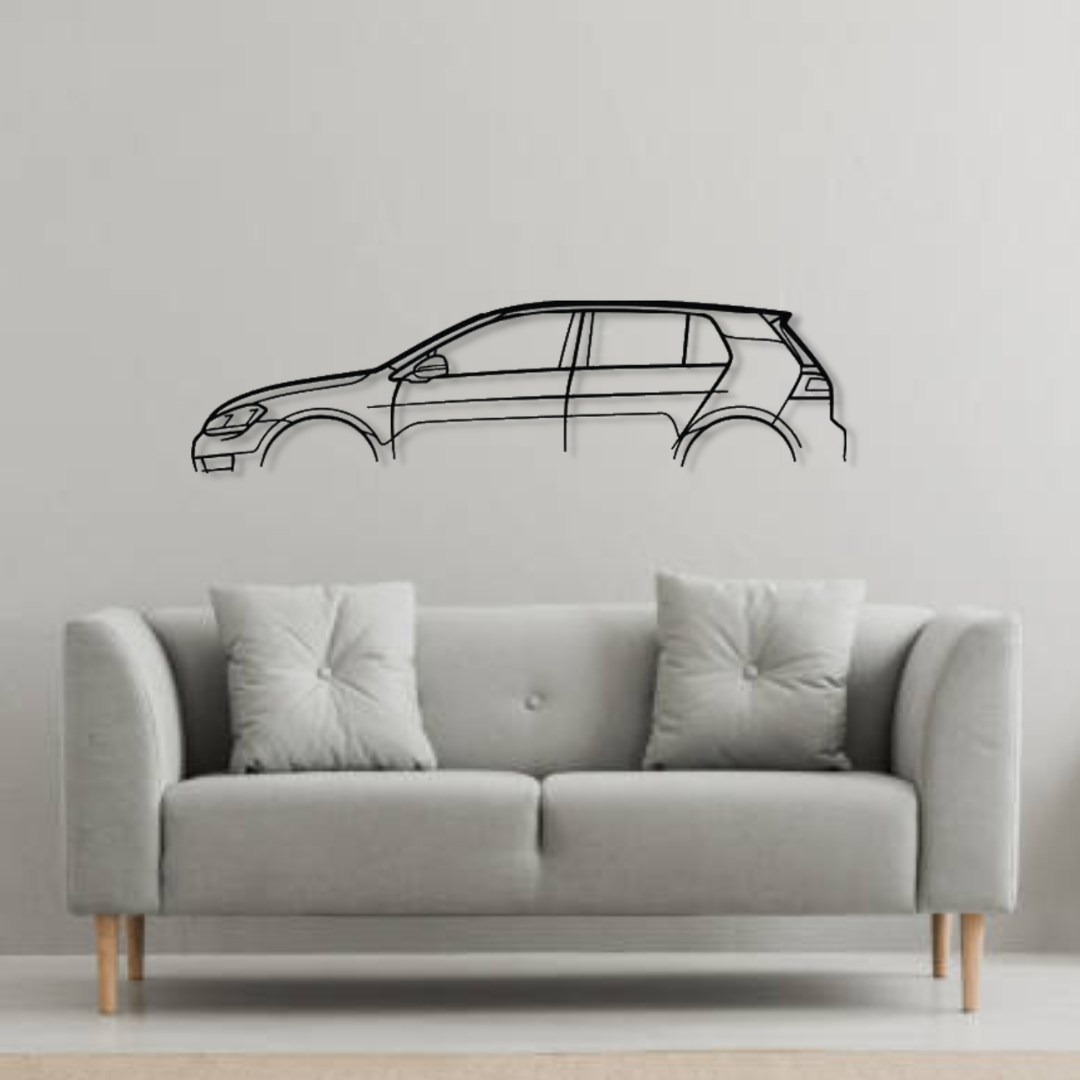 Декор на стену авто Volkswagen Golf 7R Classic из металла 120 см (auto95)