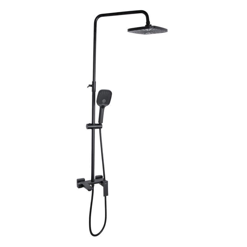 Душевая система универсальная Qtap Gemini на три потребителя с изливом Black Matt (QTGEM111BLM45686)