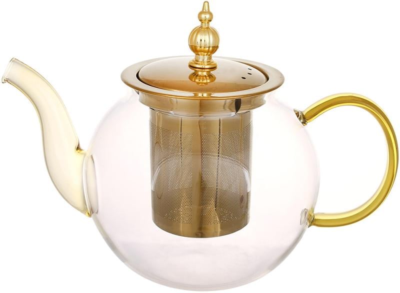 Чайник стеклянный заварочный Clear с металлическим фильтром 900 мл