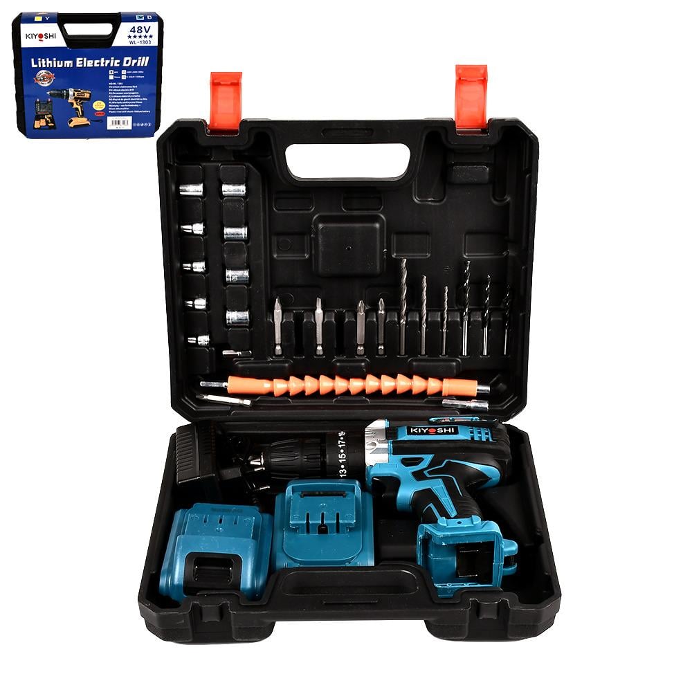 Шуруповерт аккумуляторный с насадками WL-1303 28 пр. 48V 2 батареи Шуруповерт аккумуляторный с насадками WL-1303 28 пр. 48V 2 батареи