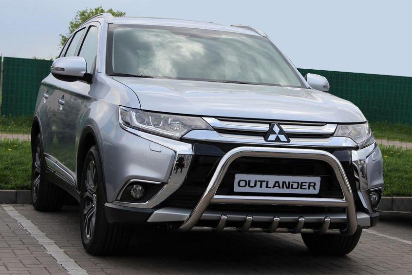 Кенгурятник WT003 CAN для Mitsubishi Outlander 2012-2021 гг. нержавеющая сталь Хром