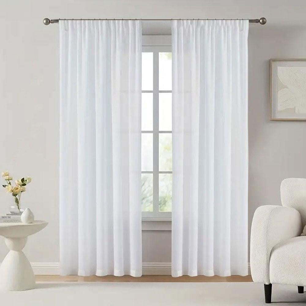 Комплект тюлей Pivdenne 200х270 см 2 шт. льон щільний Білий (2041-200-2)