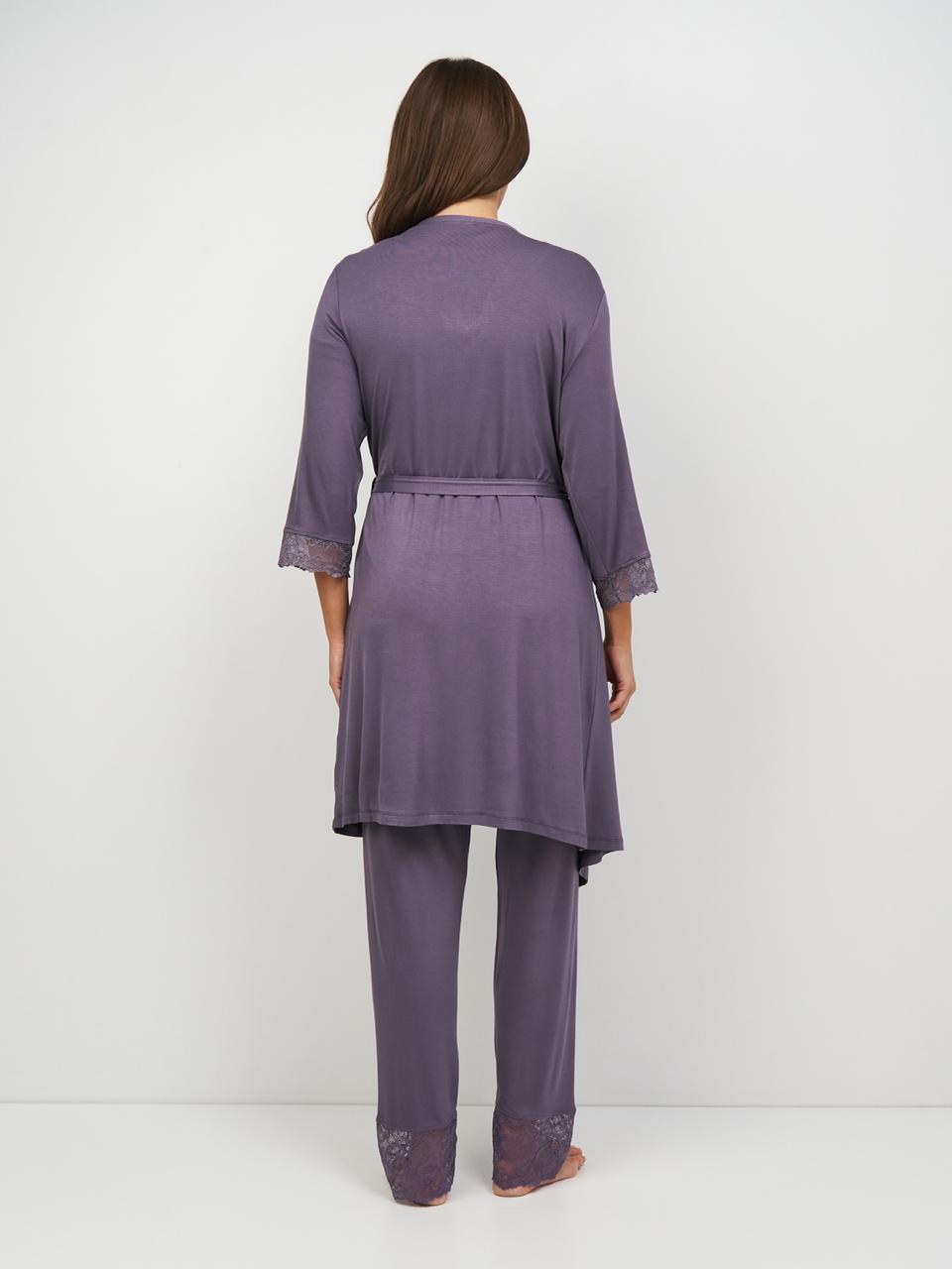 Пижама женская Cotpark халат/брюки/футболка 2XL Фиолетовый (16187-01-2XL) - фото 2