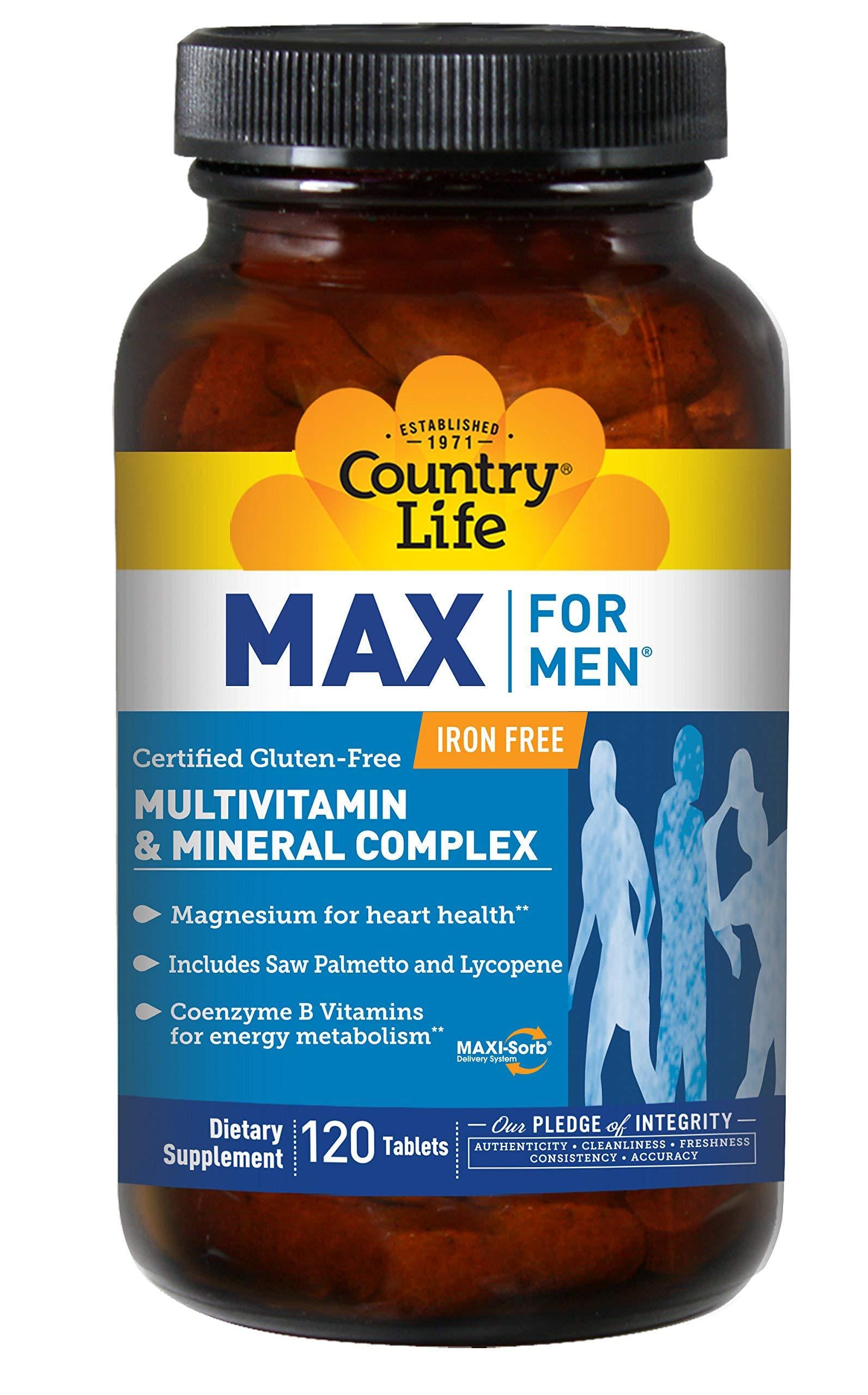 Мультивитамины и Минералы для Мужчин Country Life Max for Men Multivitamin Mineral Complex Iron-Free 120 tablets