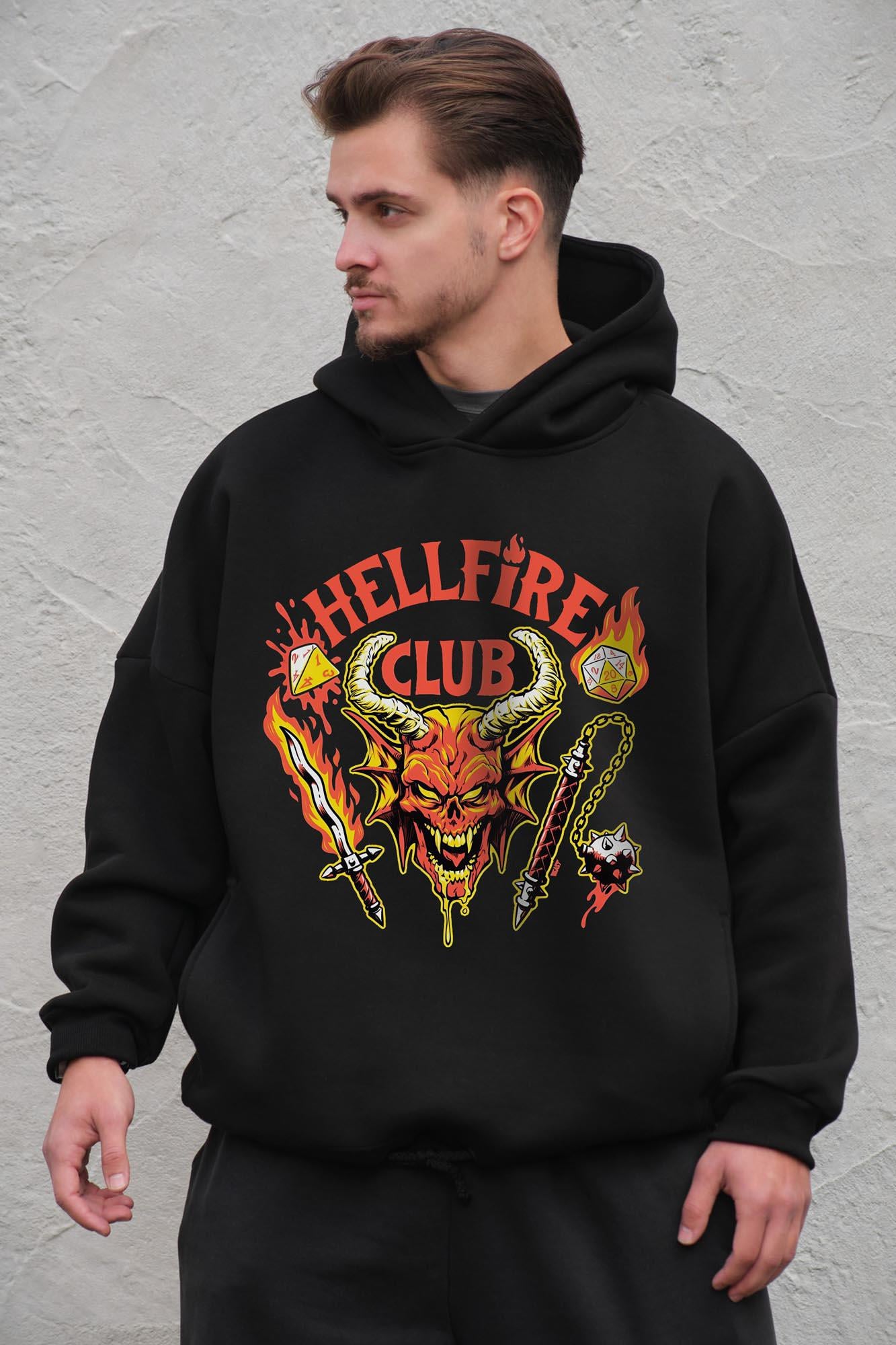 Худи на флисе с капюшоном и принтом оверсайз Without Hellfire Club One size Black (8056485 8056486)