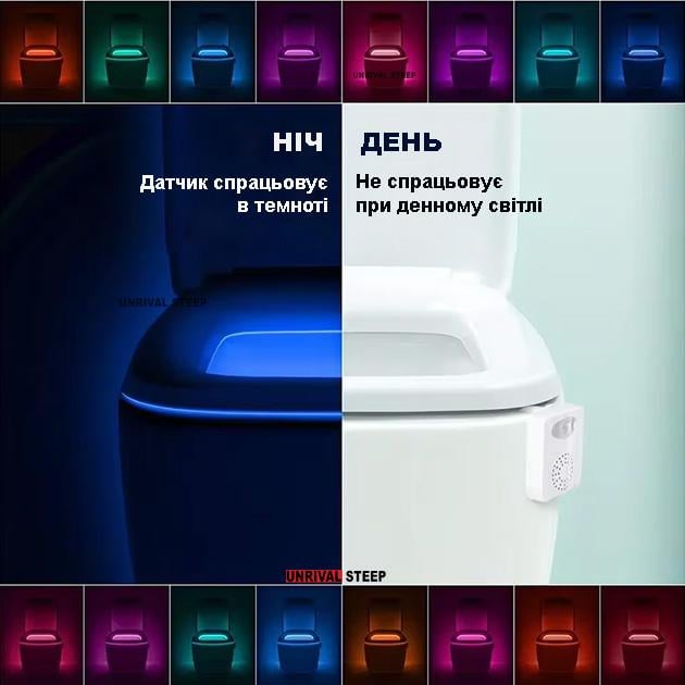 Підсвітка для унітазу з датчиком руху з освіжувачем повітря лимон для туалету LED 16 кольорів Білий - фото 10 Підсвітка для унітазу з датчиком руху з освіжувачем повітря лимон для туалету LED 16 кольорів Білий - фото 10