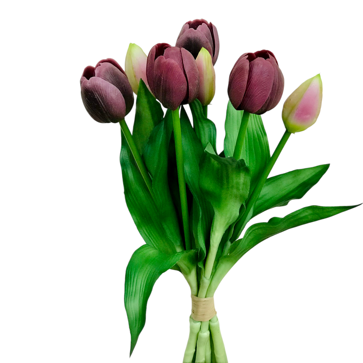 Искусственный карликовый тюльпан 7 голов 30 см латекс Темно-фиолетовый