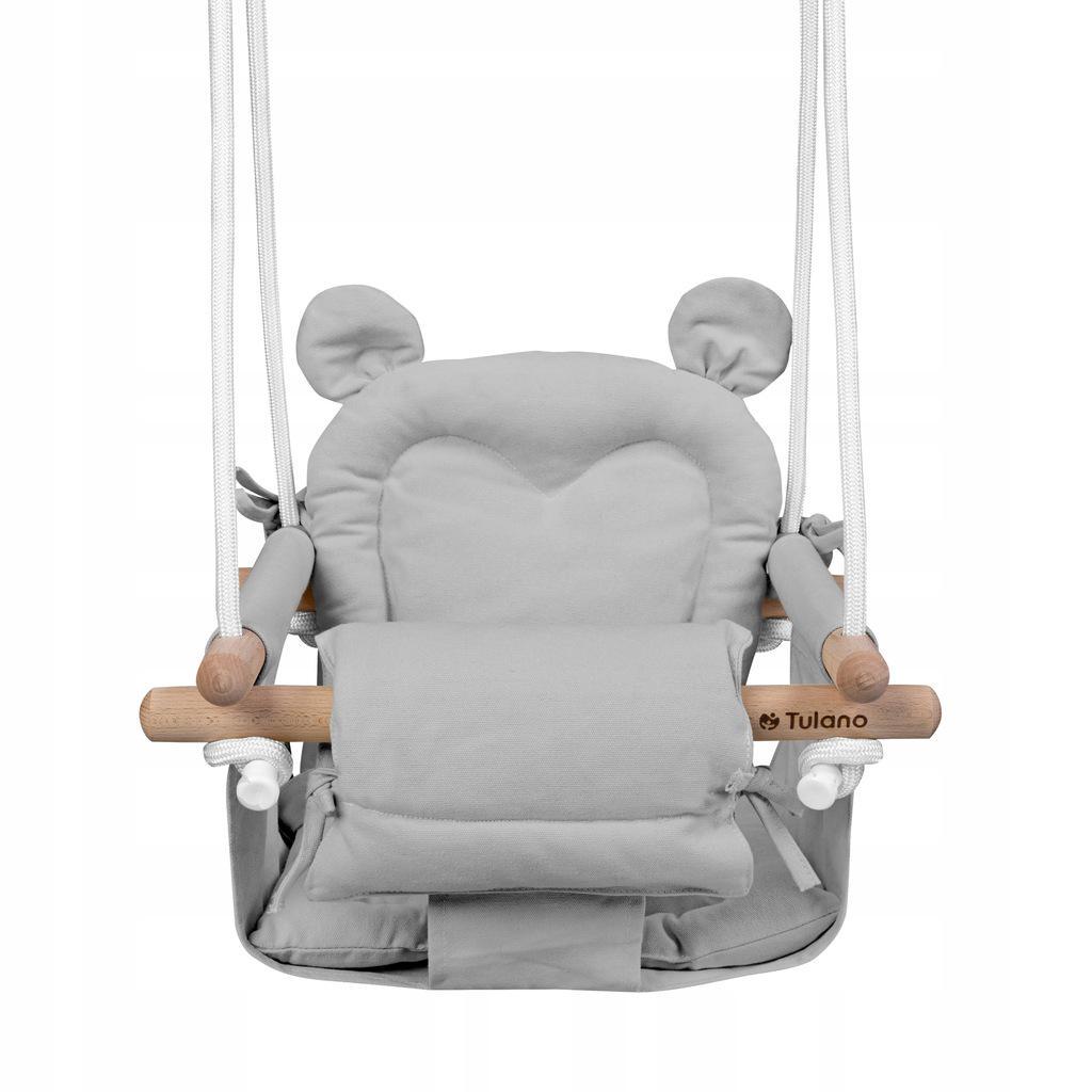 Качели детские подвесные Tulano Hop 30 2 подушки/веревки с карабинами Серый (26321708) - фото 4