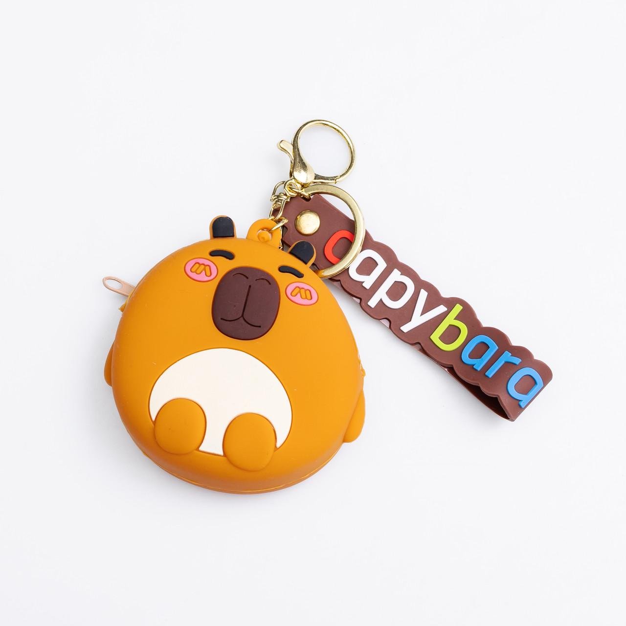 Кошелек-брелок Капибара силиконовый на молнии 7,5х7х2,5 см (HP-55-11BR)