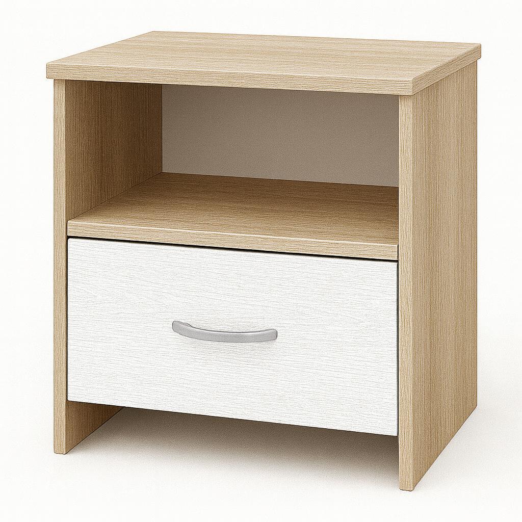 Приліжкова тумба з ящиком №5 ДСП 500х400х350 мм Дуб Сонома/Білий Приліжкова тумба з ящиком №5 ДСП 500х400х350 мм Дуб Сонома/Білий