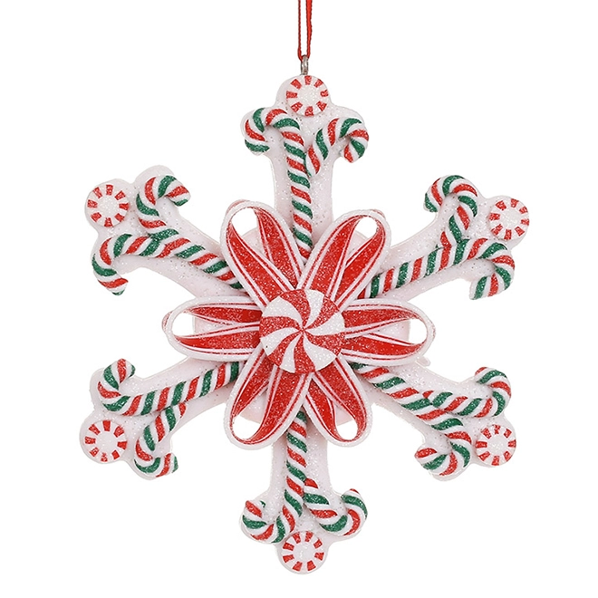 Новогодняя подвеска Карамельная снежинка 11 см (13569)