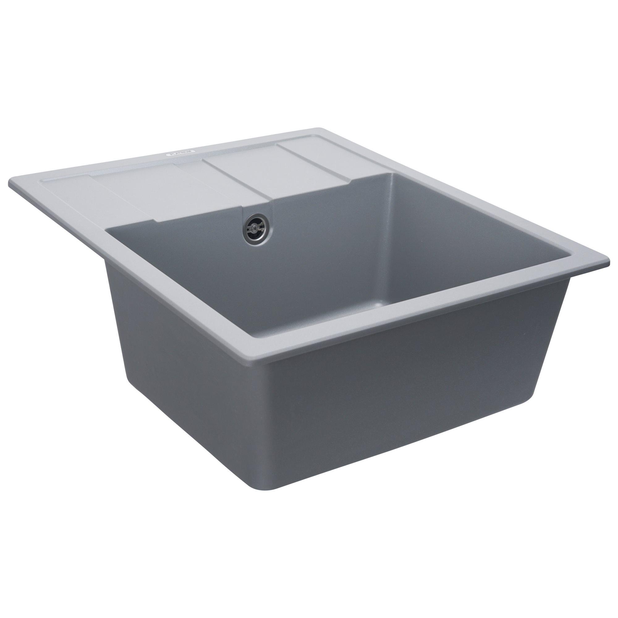 Мийка для кухні гранітна Platinum 5851 ARIA матова Сірий металік - фото 5