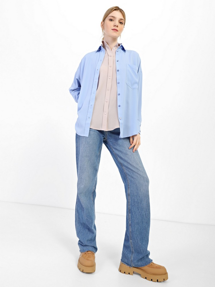 Блуза Jhiva с длинным рукавом р. 52 Голубой (70051306)