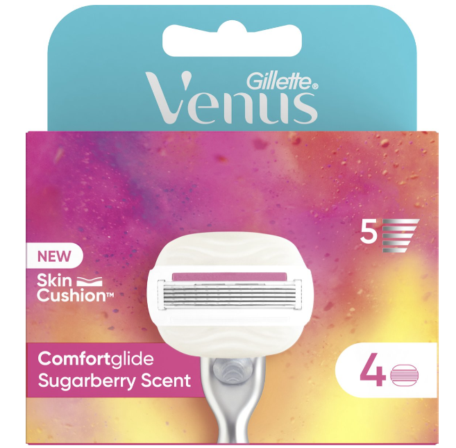 Картриджи для бритья сменные женские Venus ComfortGlide Sugarberry Scent With Olay с ароматом сладких ягод 4 шт. (12738339) - фото 6