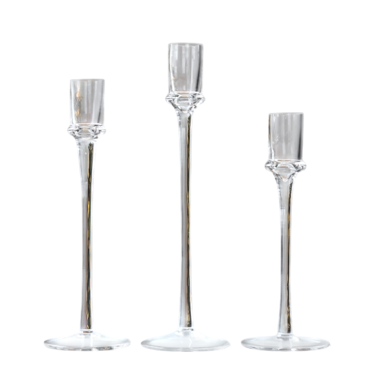 Набор подсвечников Изящность из стекла 26 см 3 шт. Прозрачный (150-81-2020-012) Набор подсвечников Изящность из стекла 26 см 3 шт. Прозрачный (150-81-2020-012)
