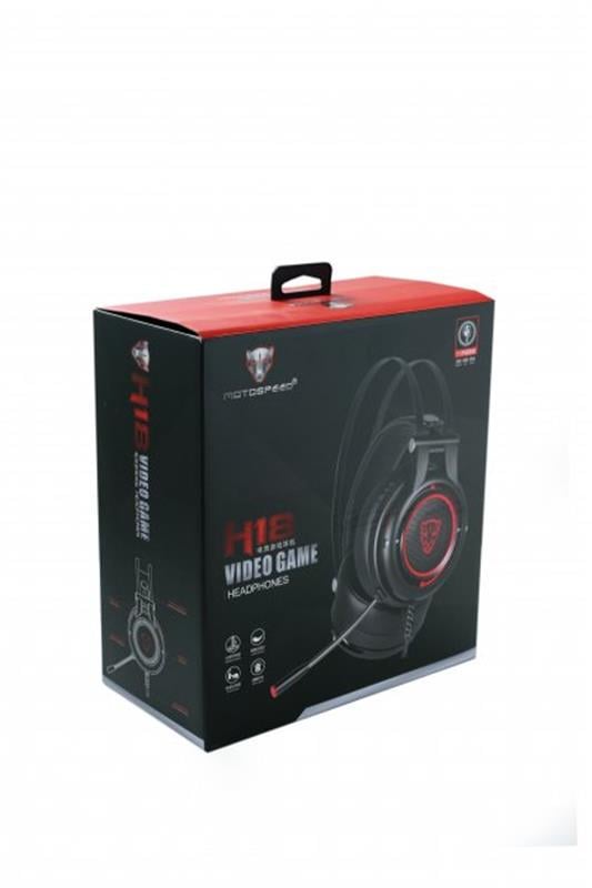 Наушники проводные Motospeed H18 high-end LED USB Virtual 7.1 40 мм Black/Red (mth18he) - фото 7