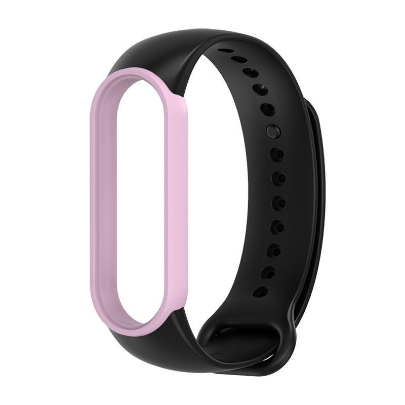 Ремінець для фітнес-браслетів Mijobs для Xiaomi Mi Band 5/6 силіконовий з рамкою Чорний/Рожевий (1011P)