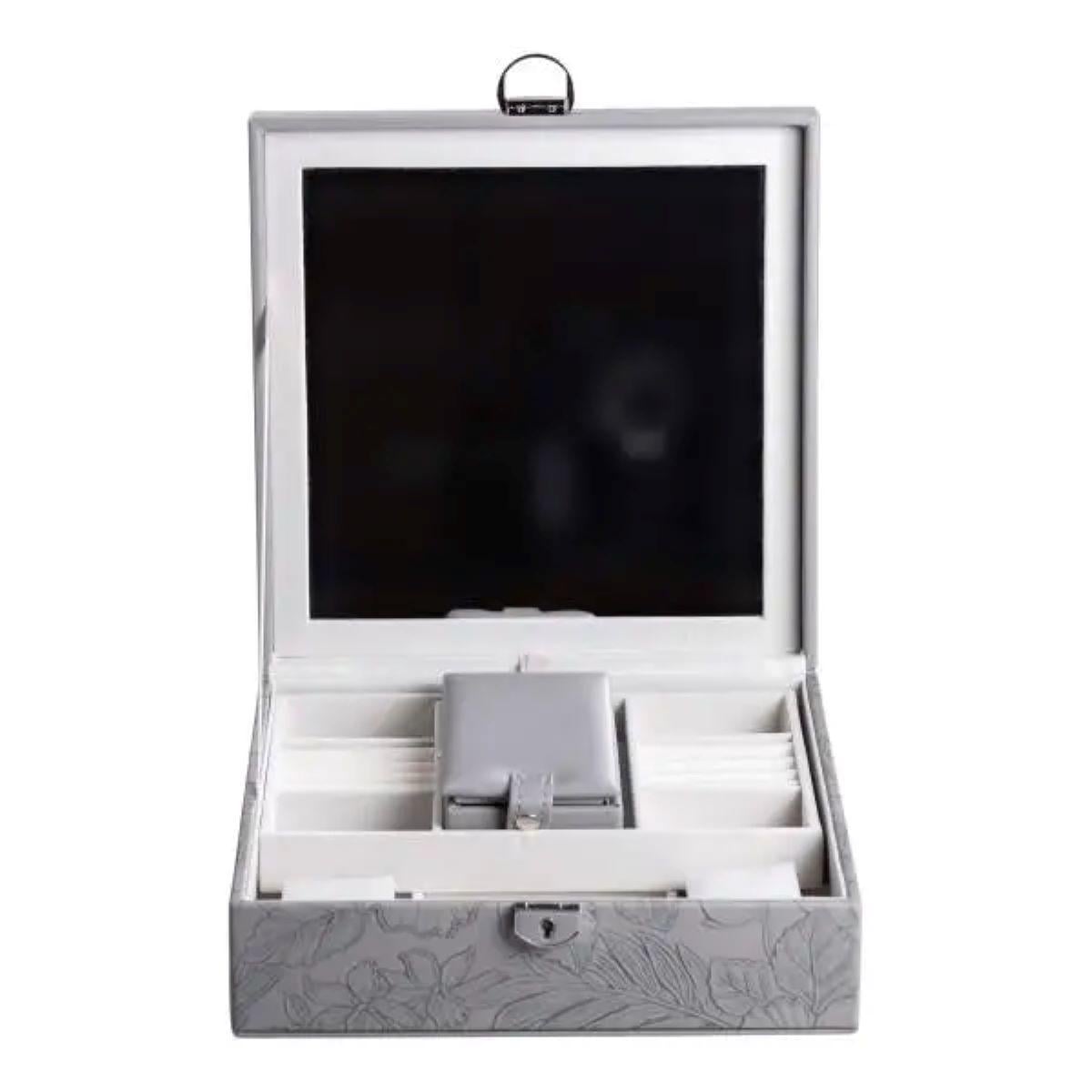 Шкатулка для украшений из эко кожи с замком 2 яруса (6687)