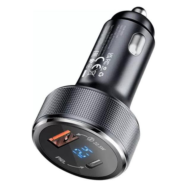 Зарядний пристрій для телефонів автомобільний Borofone BZ03 Dynasty 1USB/1Type-C PD/QC 58,5W Black - фото 2