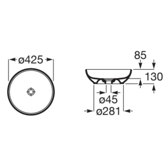 Умывальник накладной ROCA Bol A32787M000 425x425x130 мм Белый (246951) - фото 3