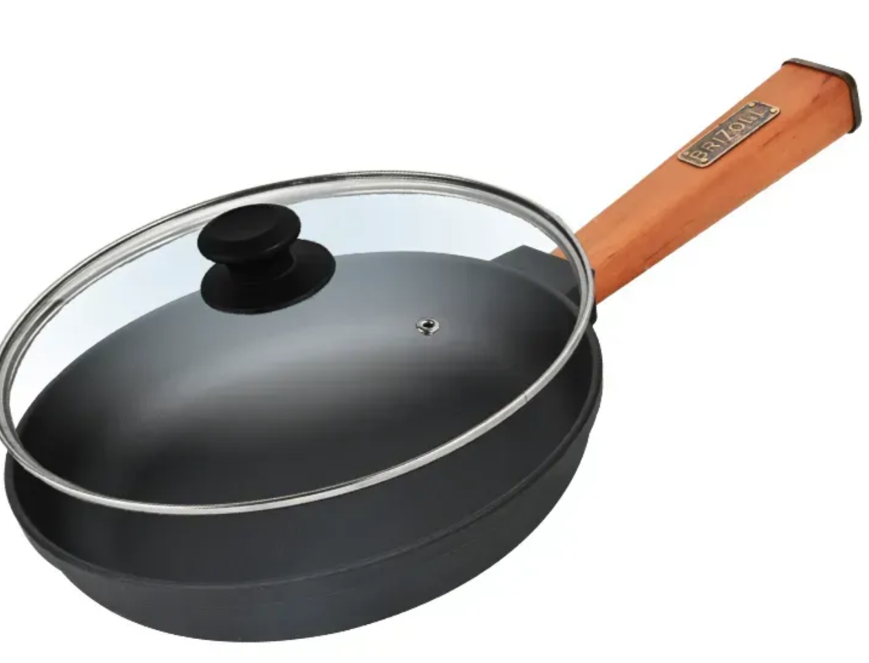 Сковорода с крышкой чугунная Brizoll Optima 200х35 мм Черный (O2035-P-C)