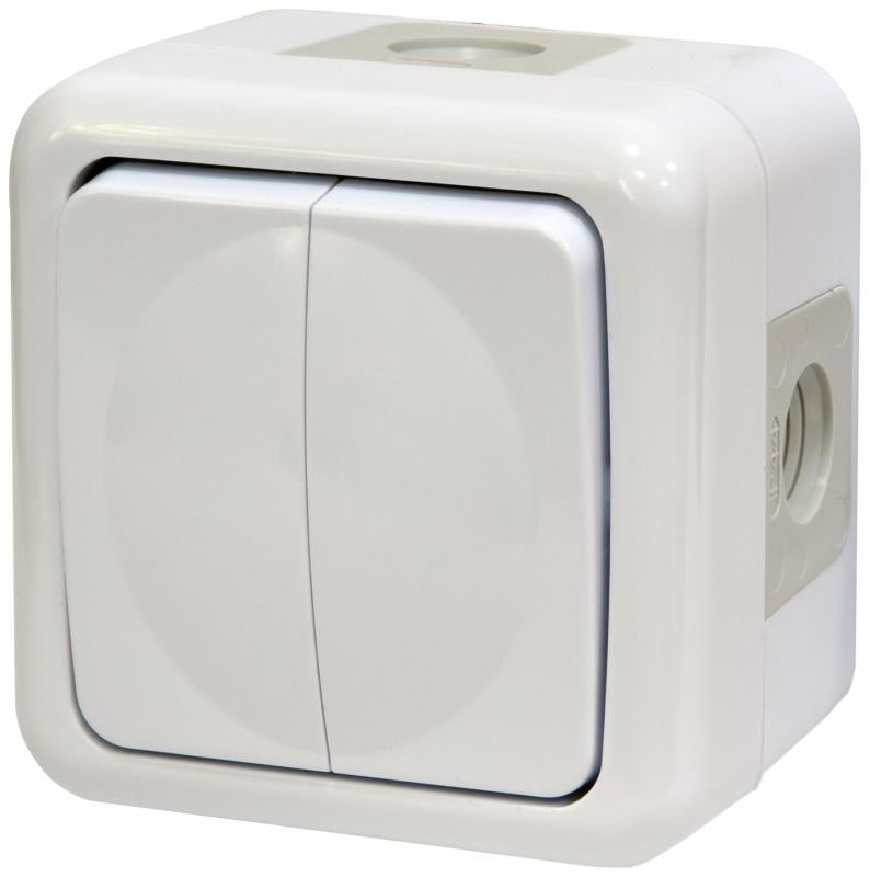 Выключатель ETI PVE-2 2-клавишный наружный IP44 Белый (4481017)