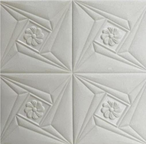 Самоклеющаяся декоративная 3D панель 700x700x5 мм Ромб цветок белый
