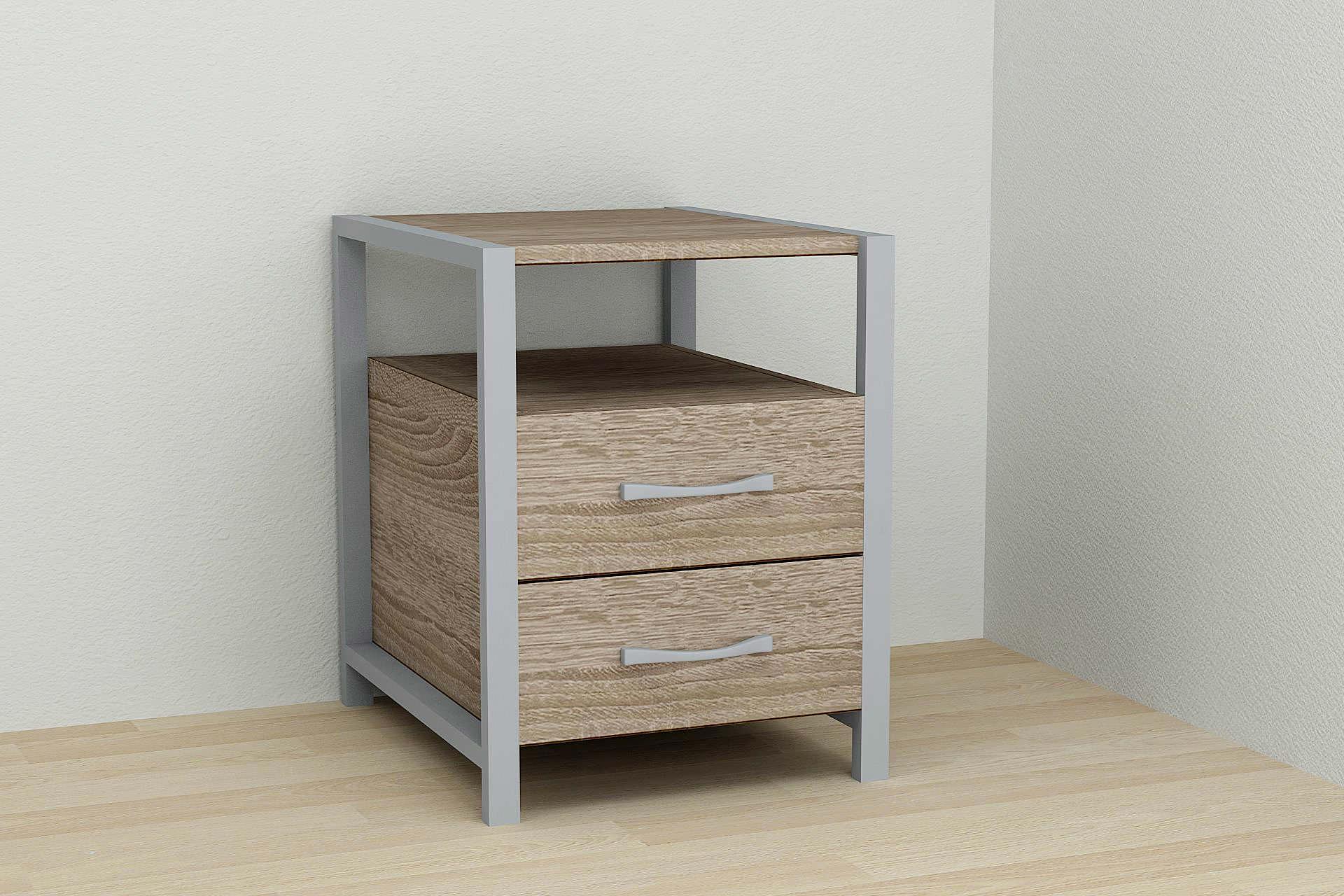 Тумба универсальная Ferrum-decor Вивьен 2/2 ДСП 16 мм 50x41x40 см Серый/Дуб Сонома Трюфель (FRD-104169)