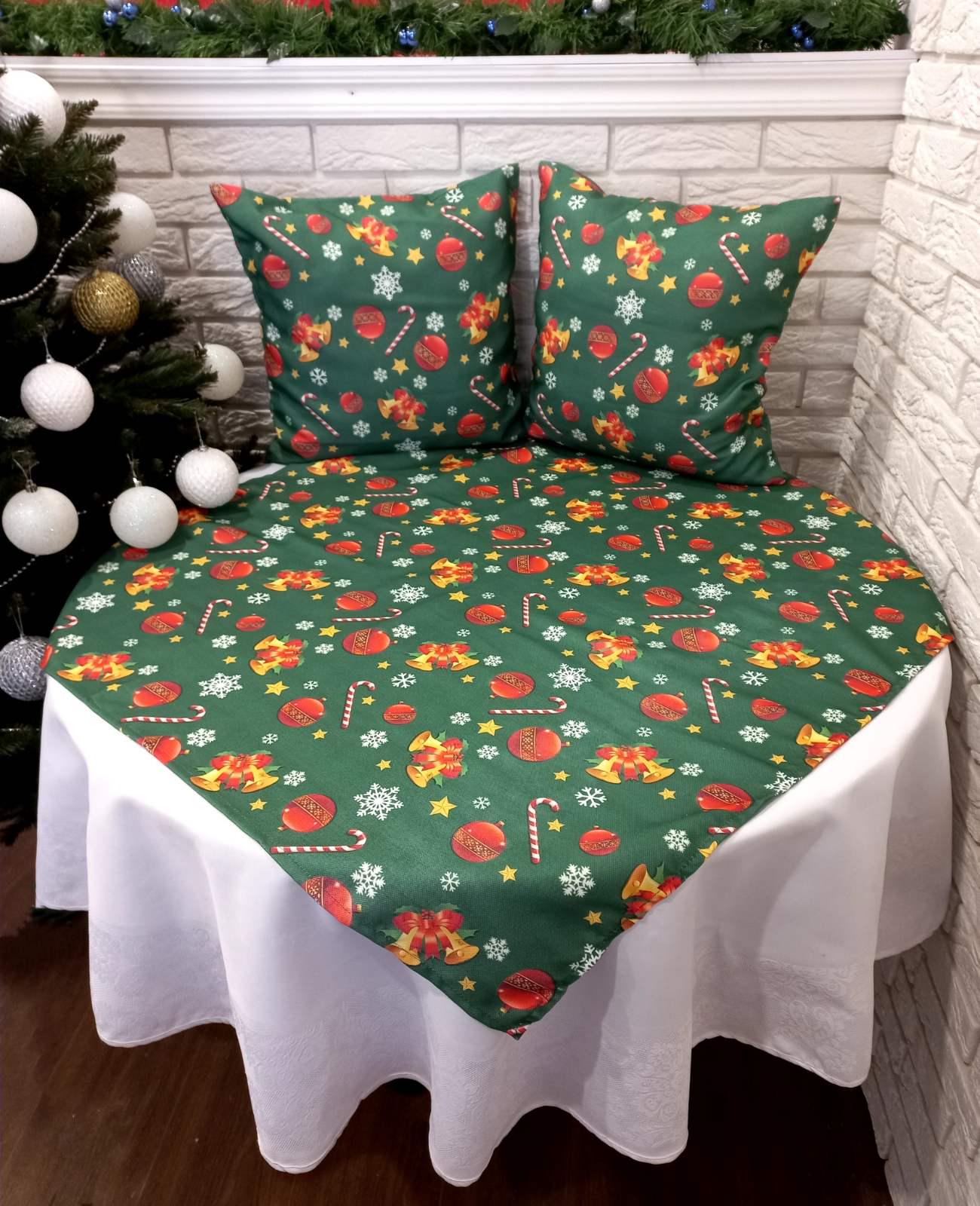 Набор новогодний Print квадрат 95х95 + 2 наволочки 45х45 Yesil (CN11195)