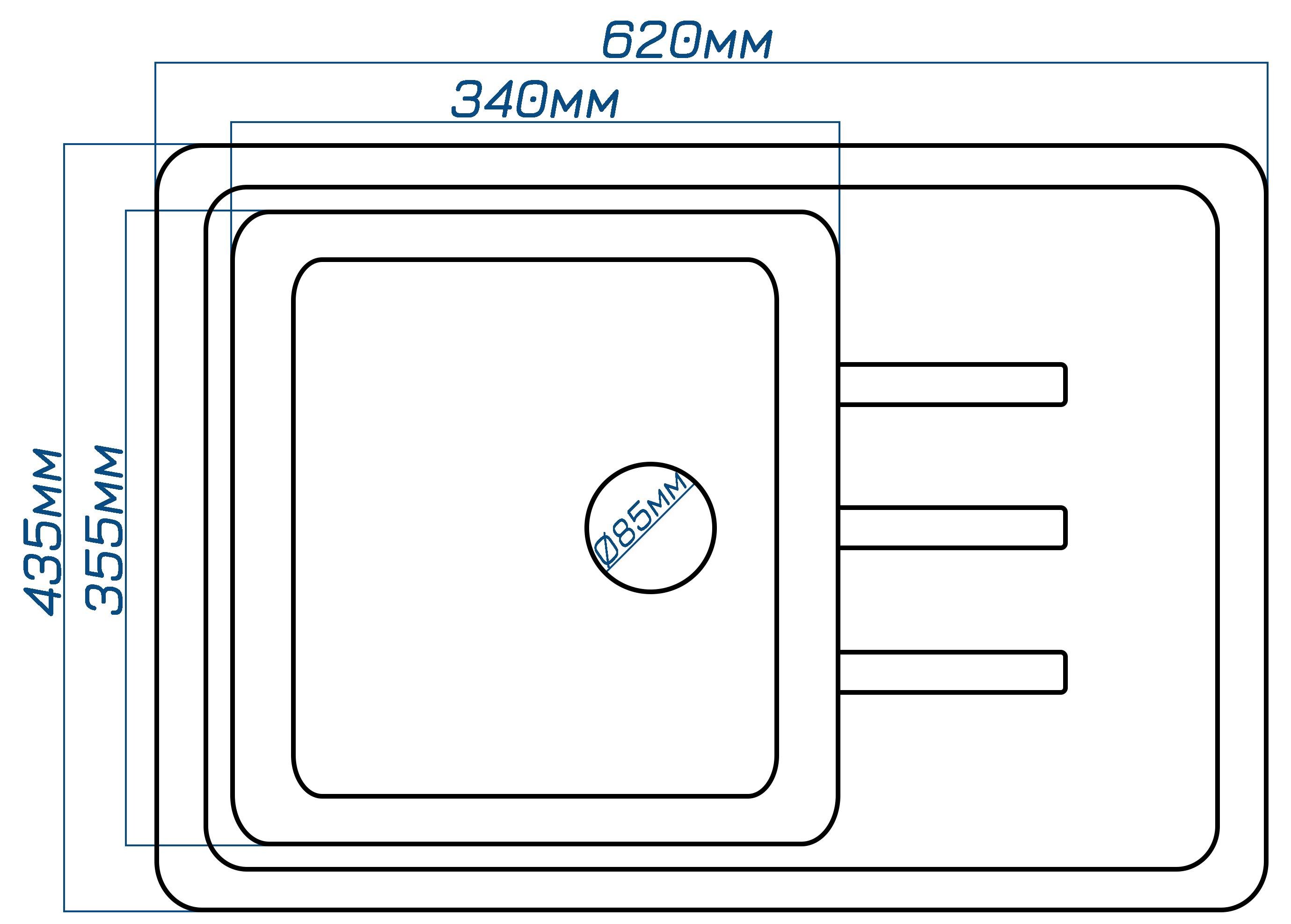 Мойка кухонная Valetti 35 со смесителем 620x435 мм Черный - фото 11