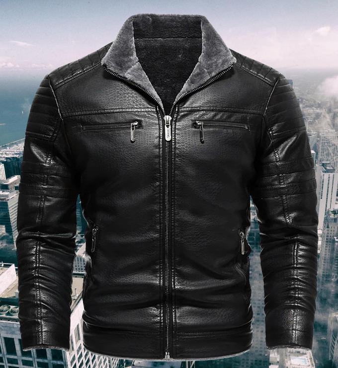 Куртка-дублянка чоловіча зимова з натуральної шкіри р. 50-52 Чорний (23778481) - фото 2 Куртка-дублянка чоловіча зимова з натуральної шкіри р. 50-52 Чорний (23778481) - фото 2