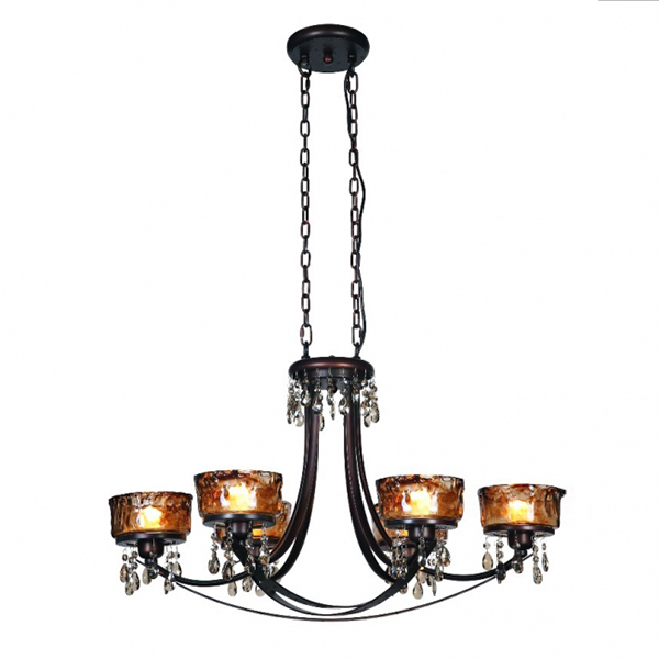 Люстра Flora классическая на 6 плафонов из стекла (YA004/4+2) Коричневый