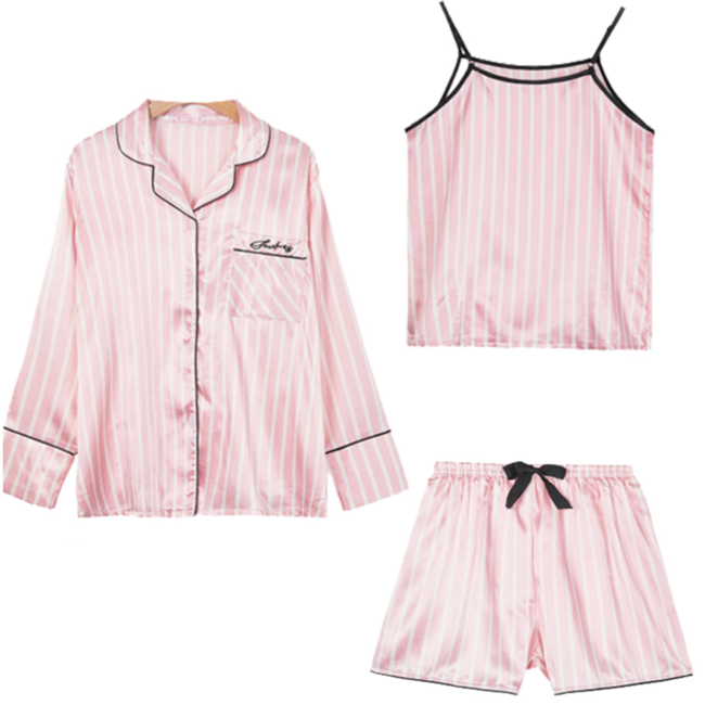 Женская пижама комплект с полосками JULY'S SONG L Розовый (1417-2019)