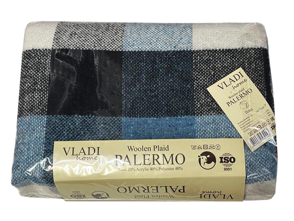 Плед шерстяной Vladi Палермо №8 Pictor 140х200 см Белый/Синий (24509) Плед шерстяной Vladi Палермо №8 Pictor 140х200 см Белый/Синий (24509)