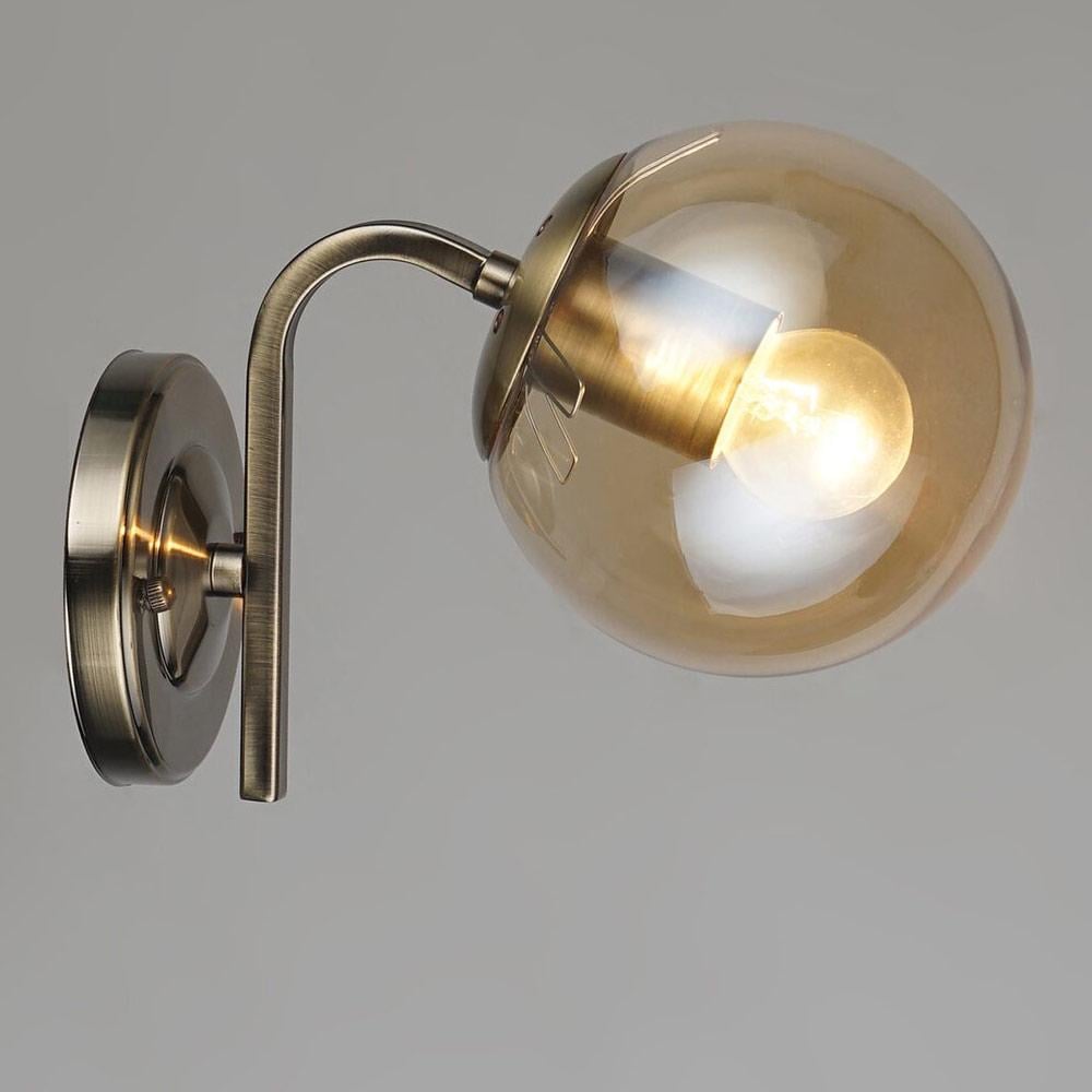 Светильник настенный шар Light House SRS-19640/1W плафон янтарный Бронза Светильник настенный шар Light House SRS-19640/1W плафон янтарный Бронза