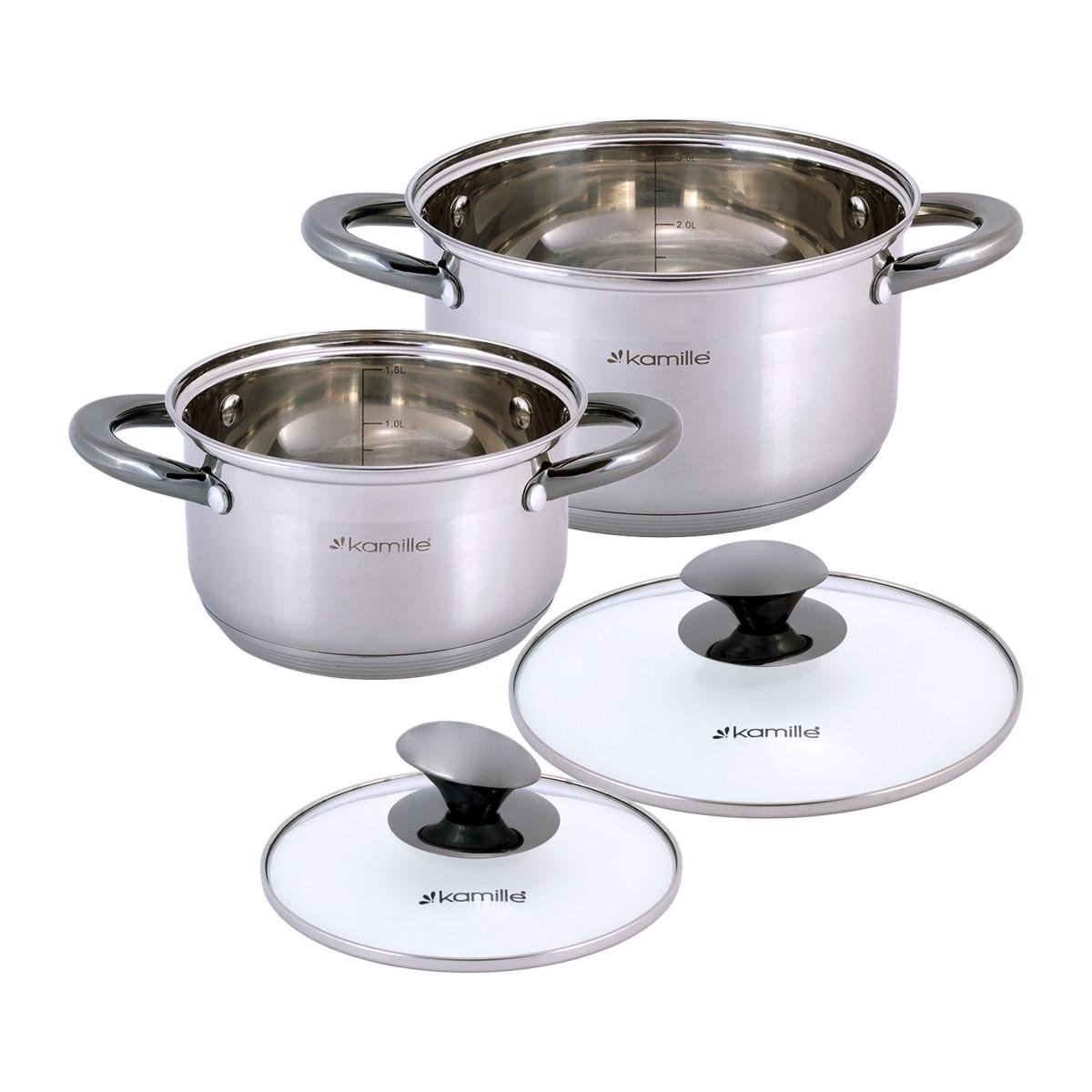 Набір каструль із кришками Kamille КМ-4925 із нержавіючої сталі з 4-х предметів Сталевий (150-84-4925) - фото 3
