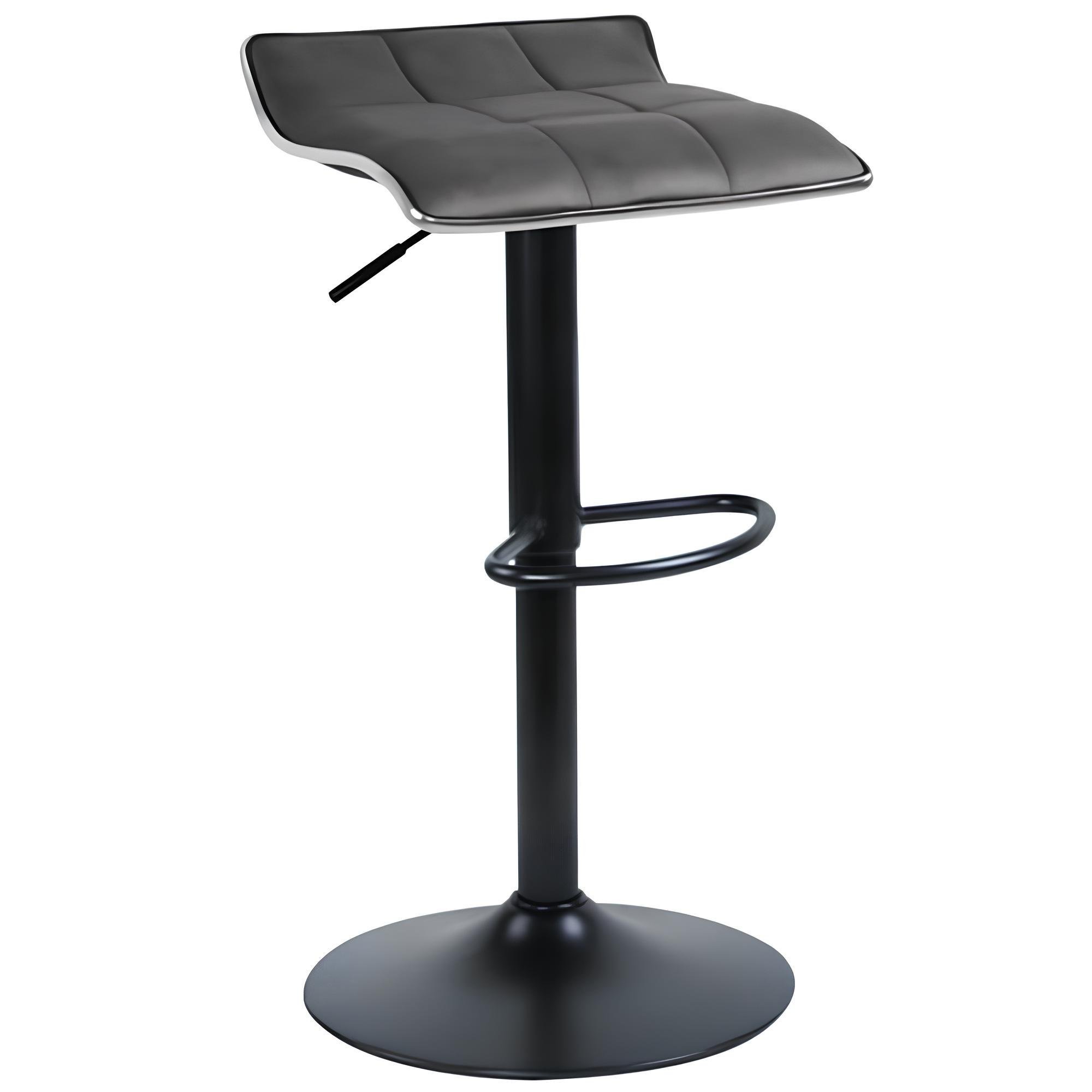 Барный стул Bonro B-004 велюр с черным основанием Серый (42401097)