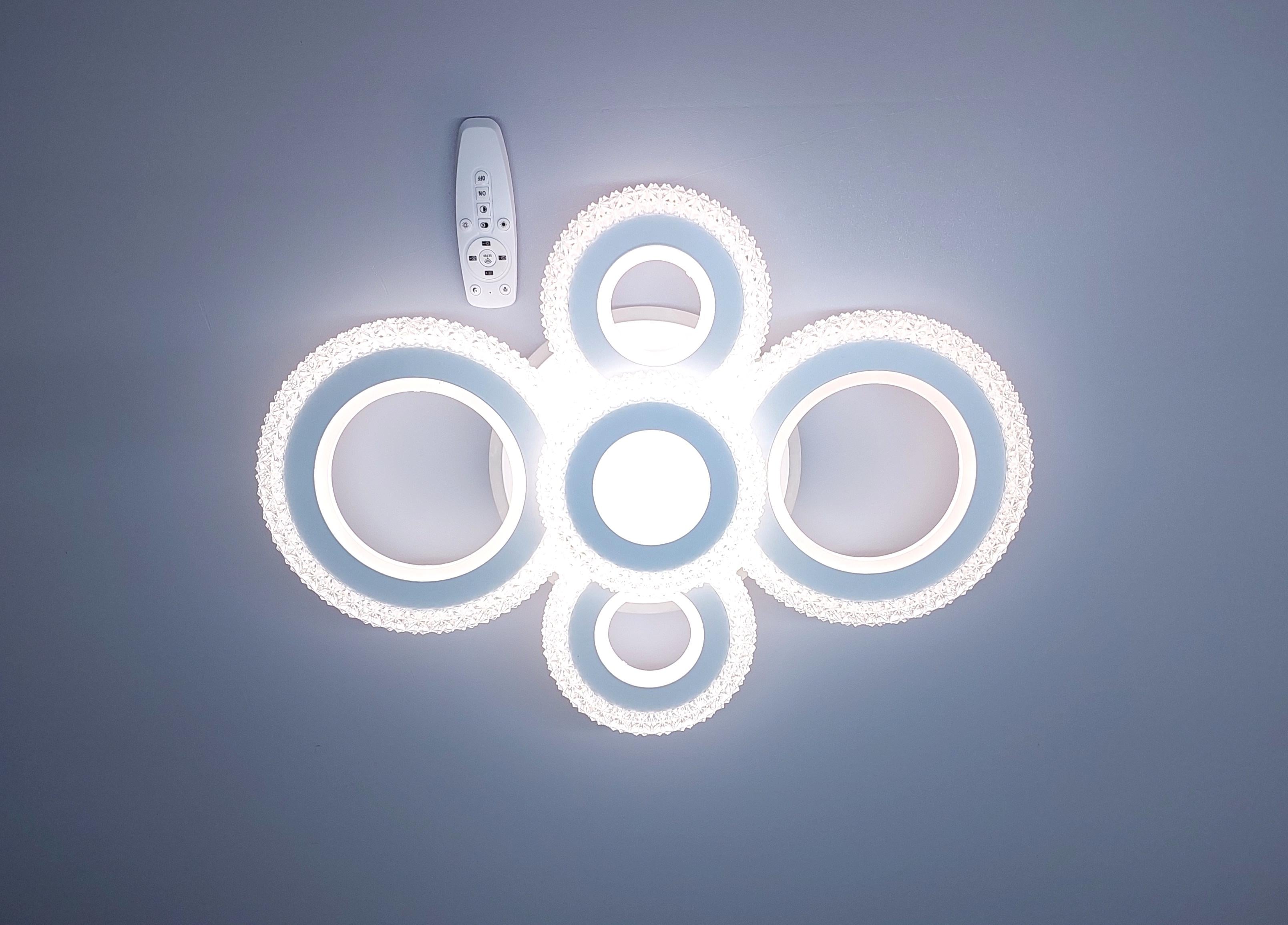 Люстра светодиодная 86/2+3 WH+RGB с подсветкой 152/28W Белый (18205250)