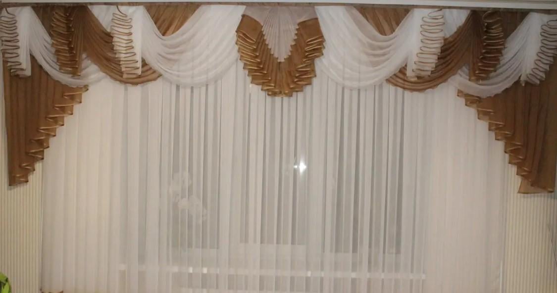 Ламбрекен в гостиную шифон 3 м Коричневый (177)