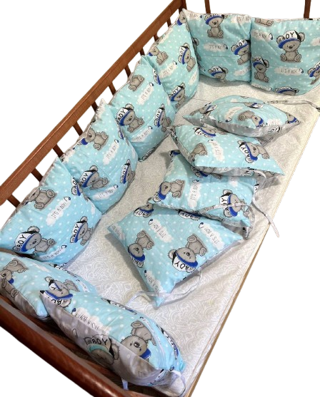 Бортики в кроватку Мишки It's a boy 12 подушек (1567) - фото 2 Бортики в кроватку Мишки It's a boy 12 подушек (1567) - фото 2