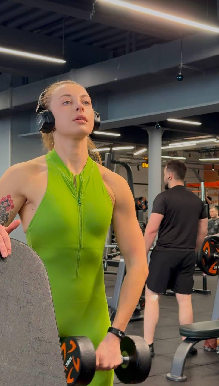 Комбінезон спортивний довгий з чашками та пуш-ап S Зелений (WH011S) - фото 3