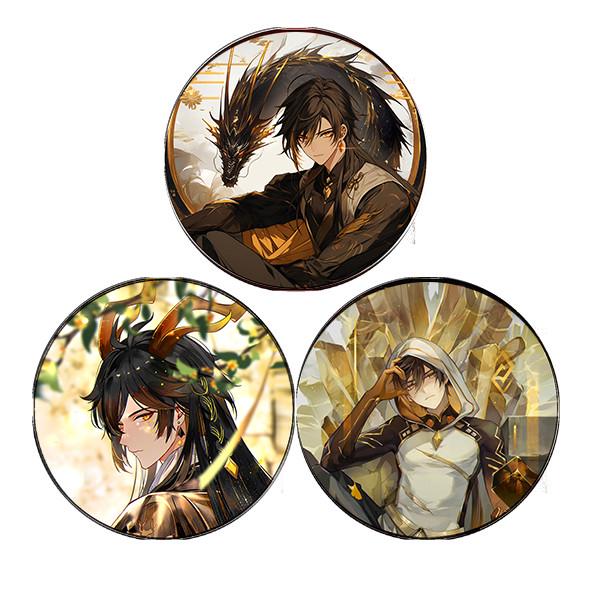 Набор значков Чжун Ли Геншин импакт Genshin Impact 3 шт. (bs066)