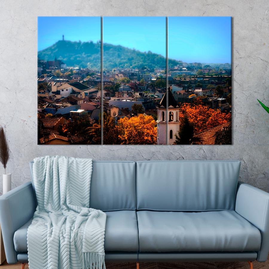 Картина міста Красива архітектура болгарського міста Пловдив 128x81 см (A664-3)