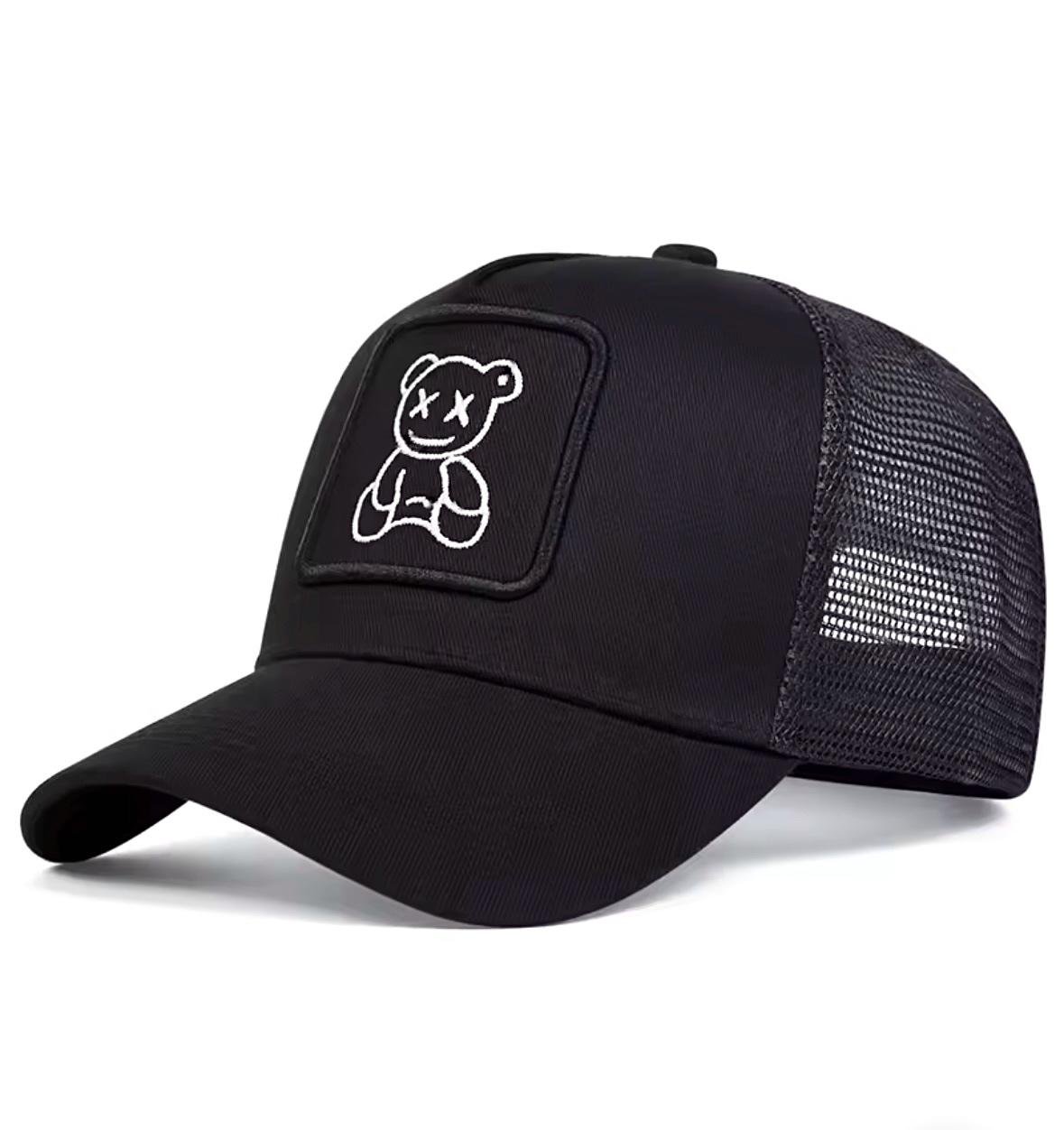 Кепка тракер Wuke Плюшевий ведмедик Тедді Teddy Bear ведмідь з сіточкою унісекс one size Чорний