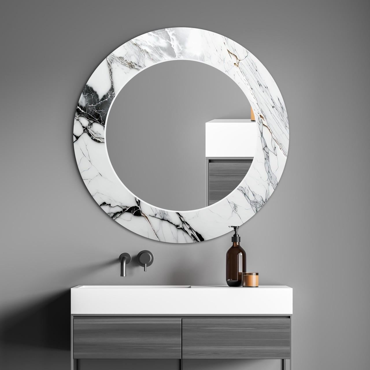 Дзеркало на стіну NovellaPrint з малюнком мармуру кругле 70 см (2009.3) Дзеркало на стіну NovellaPrint з малюнком мармуру кругле 70 см (2009.3)