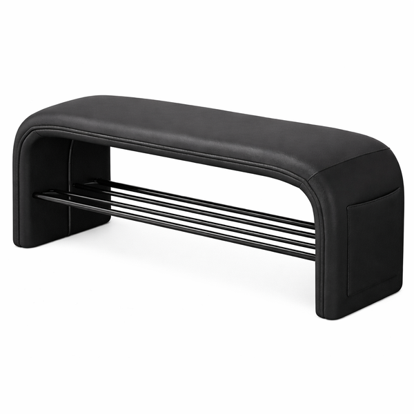 Скамейка для обуви RIAS NA71-80 с мягким сиденьем и полкой 80x35x42 см Black (3_08150)