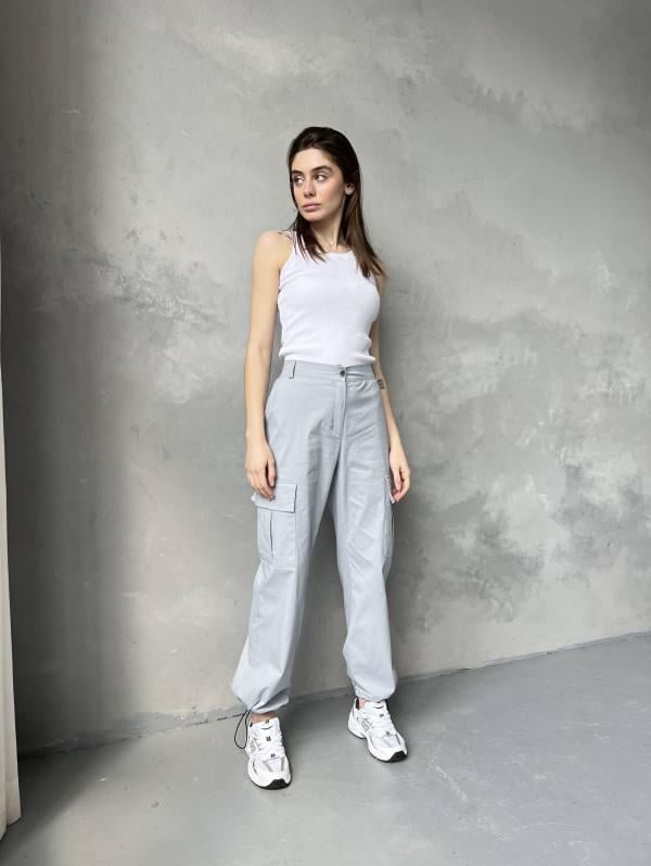 Брюки женские карго из хлопка M Голубой (392947-1)